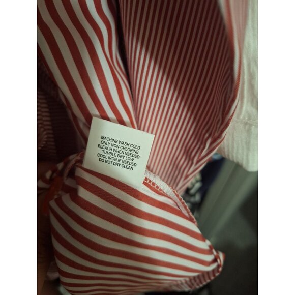 NY Collection Striped Long Sleeve Blouse With Front Tie - Size M - Picture 3 of 4